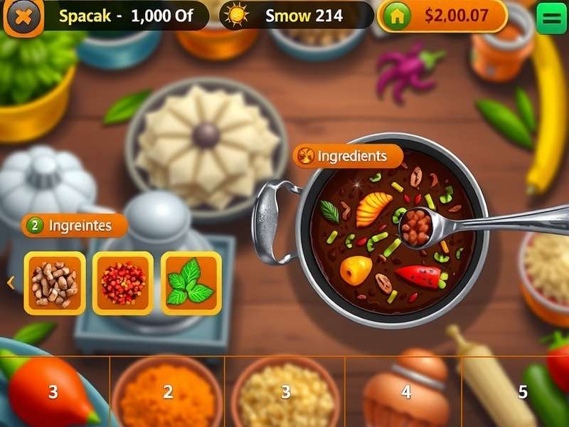 Hot Curry Expedition ingredient selection screen with colorful spices