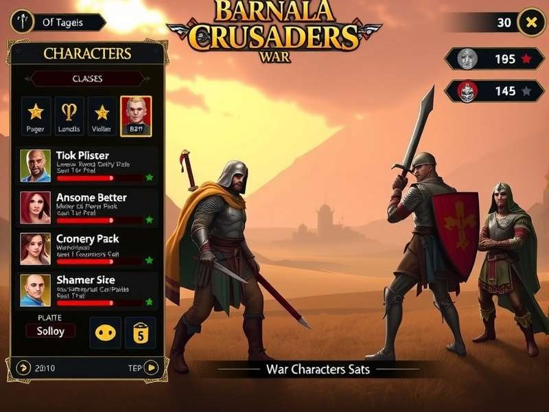 Barnala Crusaders War character lineup showing different classes