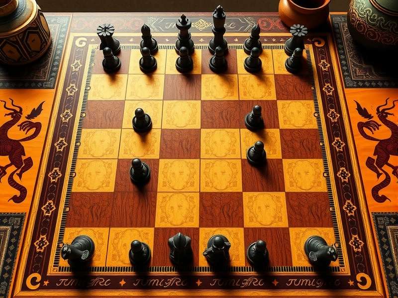 Bengali Chess Dominator game board setup with traditional Indian design elements