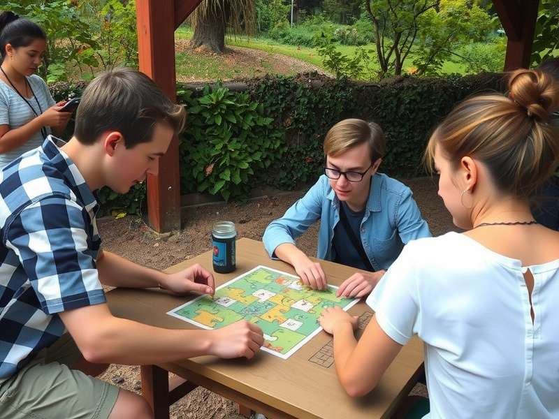 Fennel Treasure Hunt participants solving puzzles in an outdoor setting