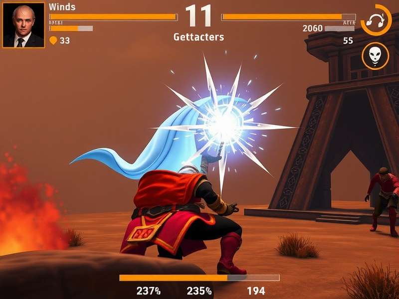 Dust Devil Master gameplay screenshot showing character using wind powers