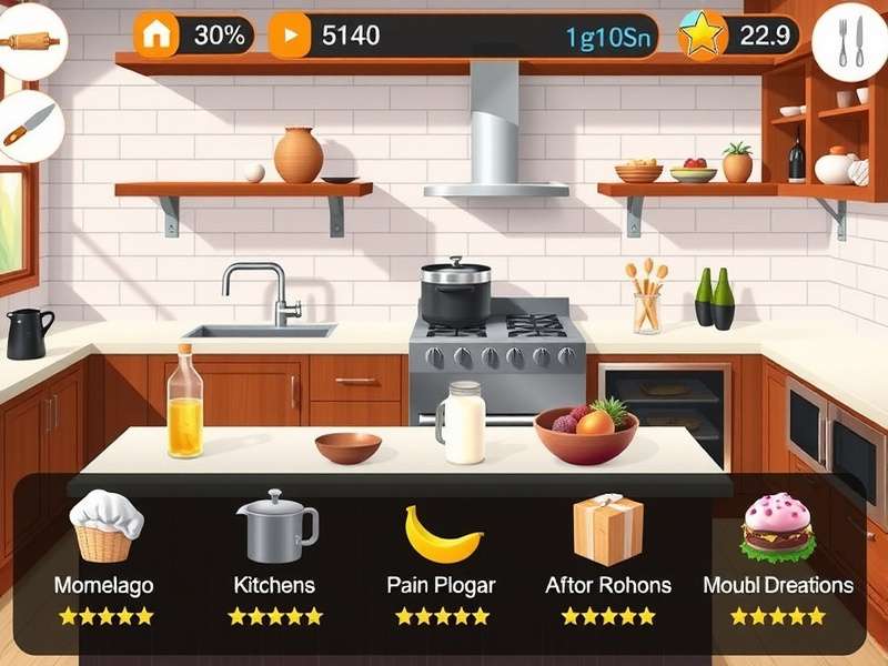 Avakin Cooking Mastery gameplay screenshot showing kitchen interface