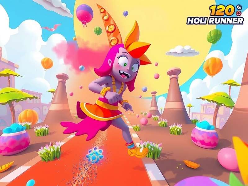 Ultra Holi Runner gameplay showing colorful environments
