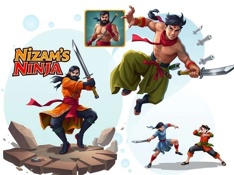 Nizam S Ninja game cover featuring a ninja warrior in traditional Indian attire