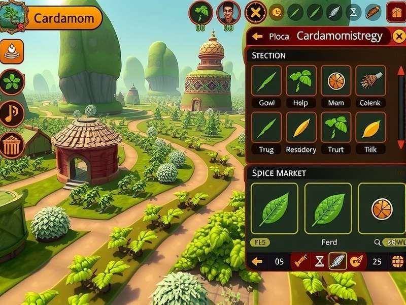 Master Cardamom Mayhem cardamom cultivation interface showing different growth stages