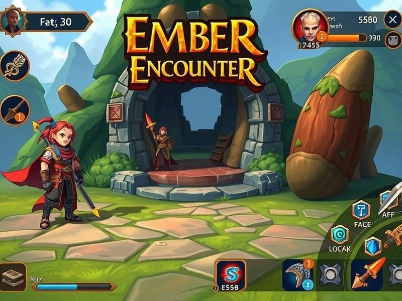 Ember Sword Encounter gameplay screenshot showing fantasy world