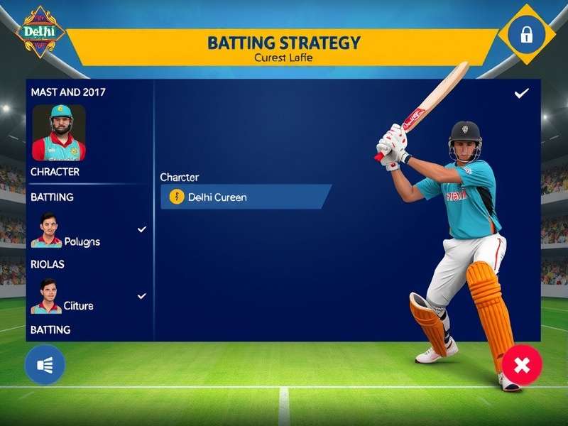 Delhi Champions gameplay screenshot showing batting interface