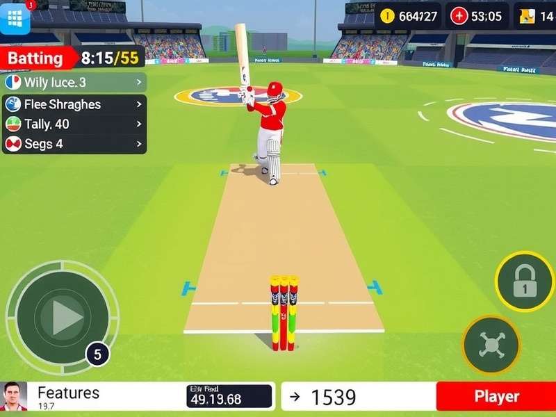 Pro Cricket Splash Glory feature showcase with multiple gameplay elements