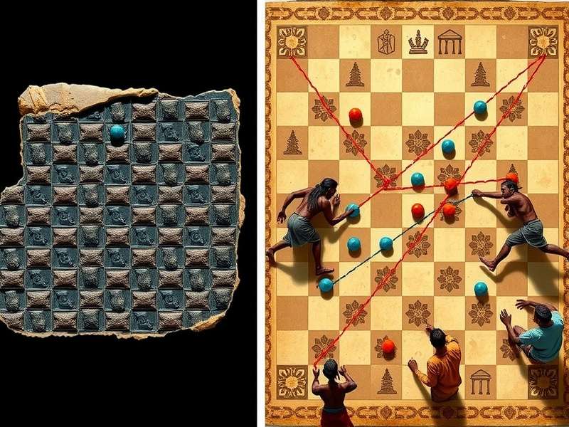 Modern recreation of Pallava Prowess game pieces and board