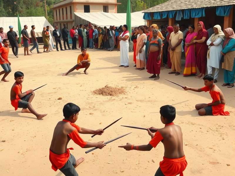 Children playing Speedy Cinnamon Charge in traditional Indian setting