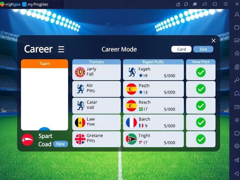 Bright Goa Football Prodigies career mode interface