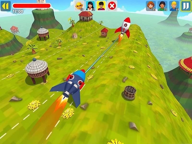 Advanced gameplay strategy visualization showing optimal rocket paths