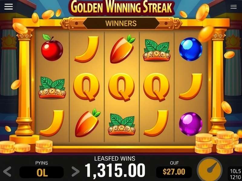 Golden Winning Streak gameplay interface showing winning combinations