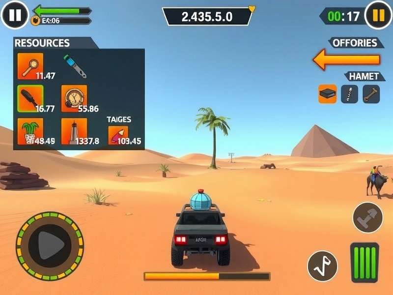 Sahara Sprint gameplay screenshot showing desert racing environment