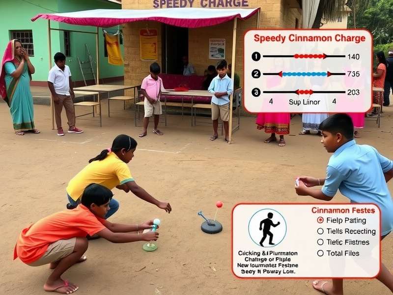 Cultural festival featuring Speedy Cinnamon Charge tournament in rural India