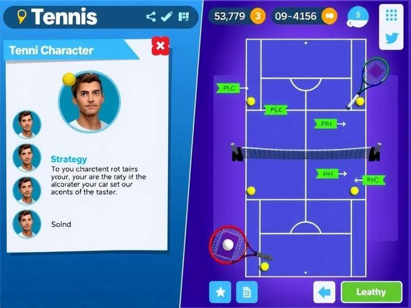 Tennis Clash Pro strategy diagram showing court positions
