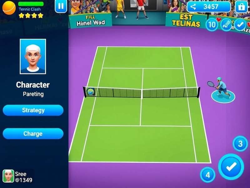 Tennis Clash Pro gameplay screenshot showing character in action