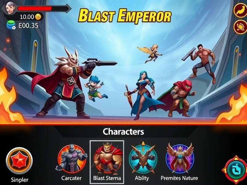 Blast Emperor battle arena showing character positioning and ability effects
