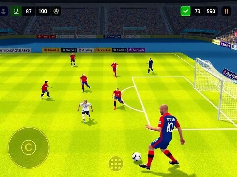 Champion Strikers Champion gameplay screenshot showing realistic football action