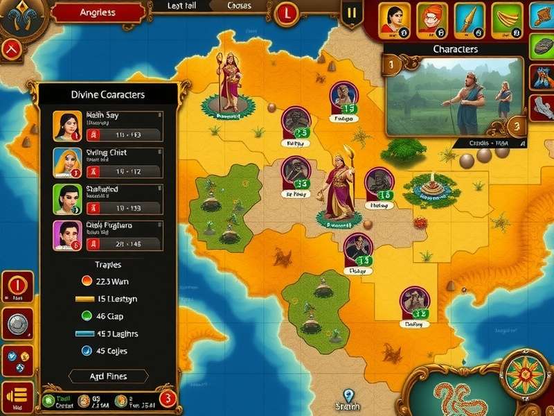 Divine Conquest character artwork featuring Indian gods and heroes