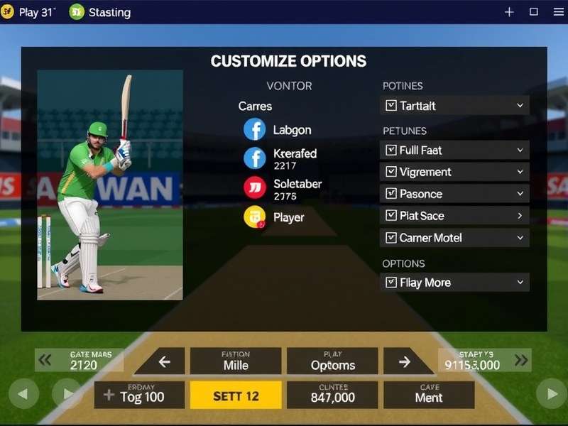 T20 Cricket Masters gameplay screenshot showing batting interface