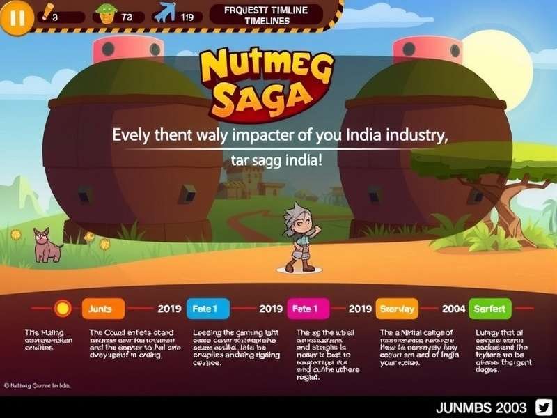 Development timeline of Nutmeg Saga India showing key milestones