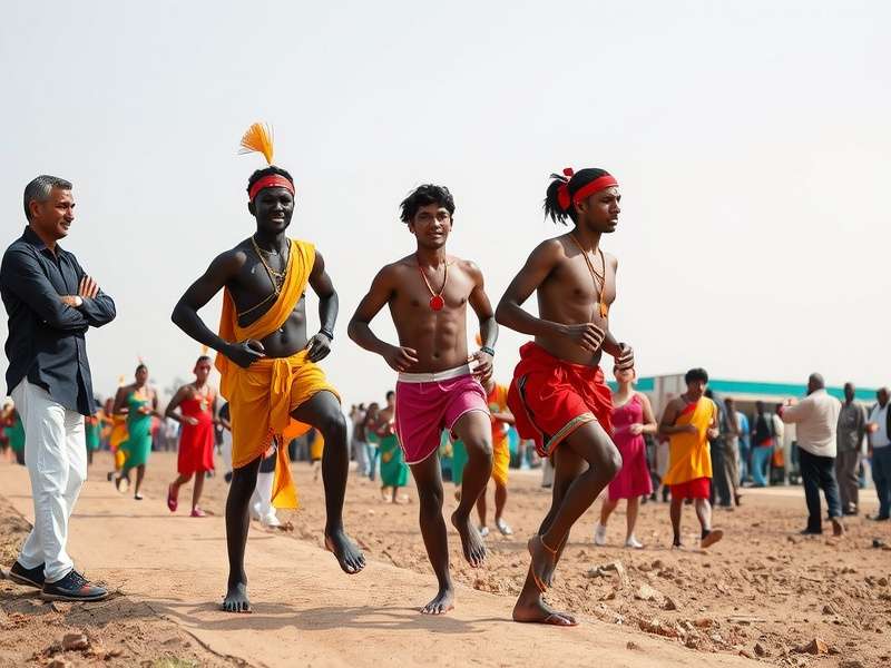 Participants in Elite Saree Marathon showcasing traditional attire and competitive spirit