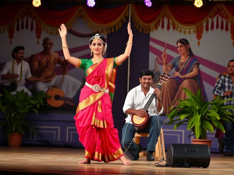Historical depiction of traditional Indian dance and music