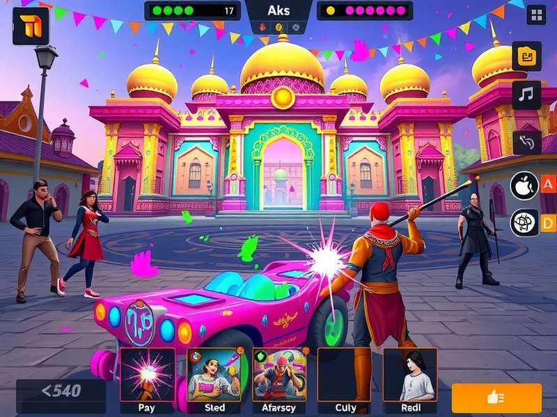Holi Zoom Pro multiplayer battle scene with vibrant colors