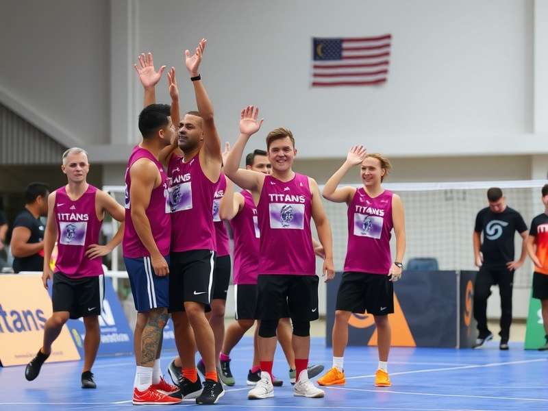 Team Celebrating Titans Handball Masters Victory