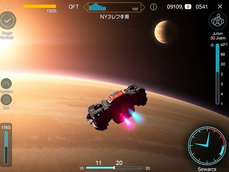 Solar System Raider gameplay showing spaceship near Jupiter