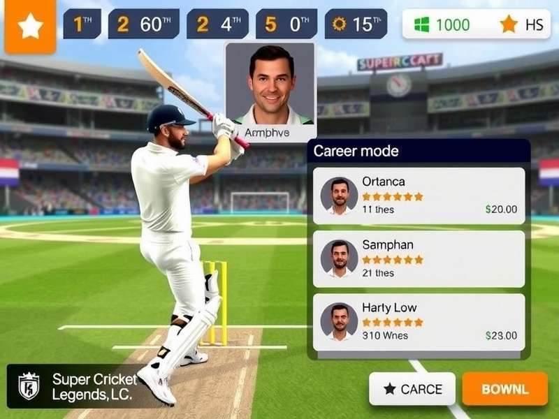 Super Cricket Legends bowling interface with different delivery options