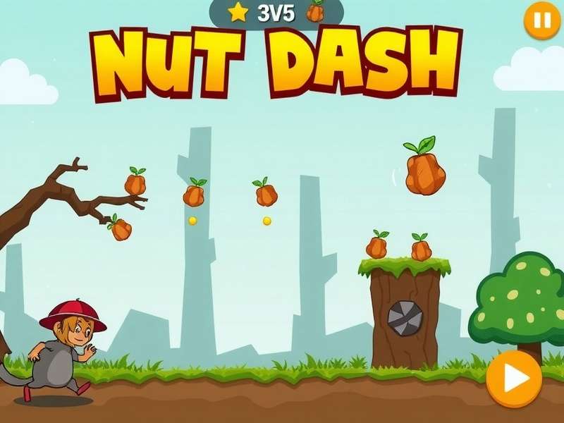 Nut Dash Hero gameplay screenshot showing character collecting nuts