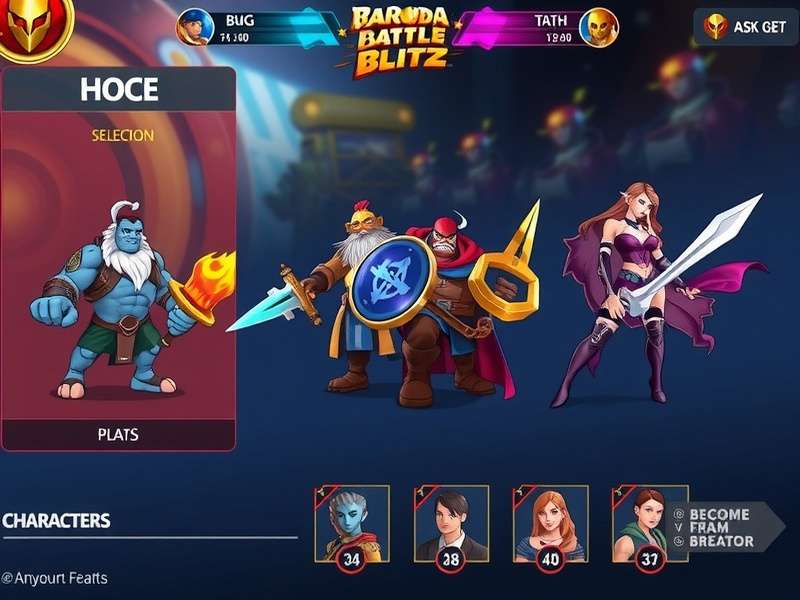 Baroda Battle Blitz character lineup showing diverse warriors