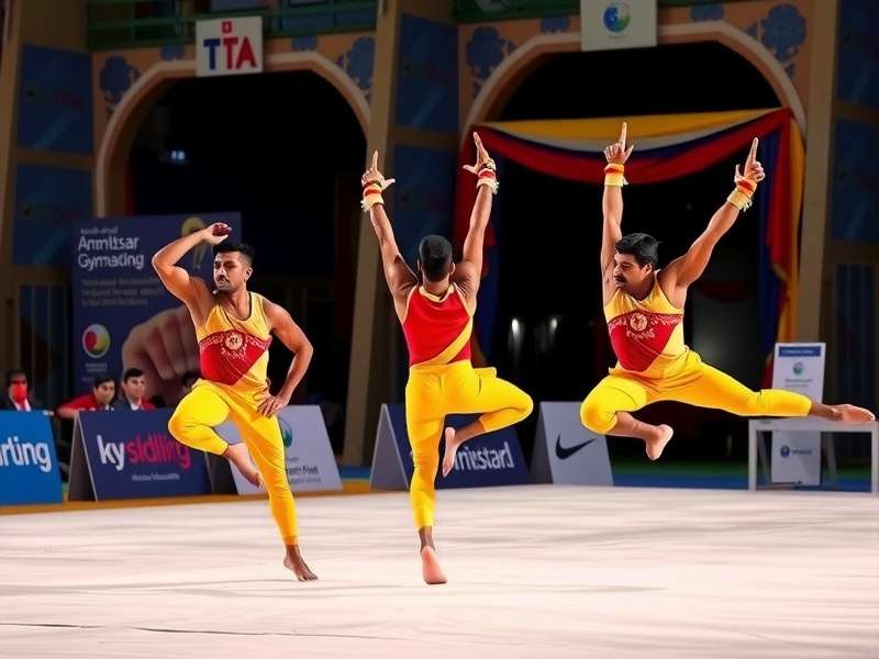 Amritsar Gymnastics Stars demonstration showing athletes performing traditional moves