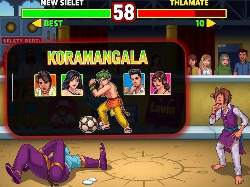 Character selection screen showing diverse fighters in Koramangala Fierce Fighters