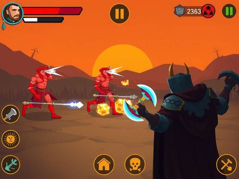 Axe Warrior Quest gameplay screenshot showing combat mechanics