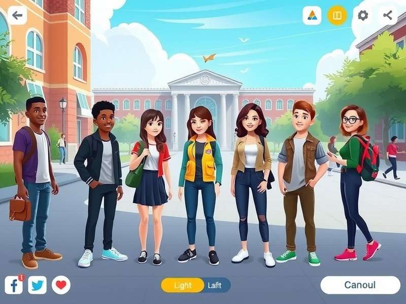 Social events and campus activities in Avakin Campus Adventure showing students interacting