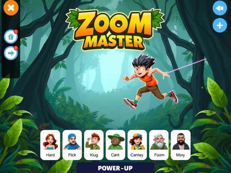Jungle Zoom Master gameplay screenshot showing character navigating through dense forest