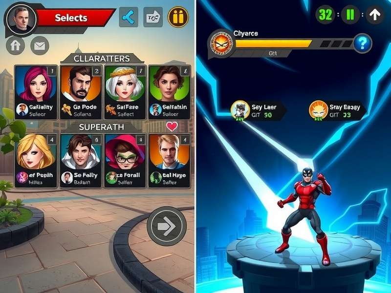 Belur Super Heroes gameplay screenshot showing character selection