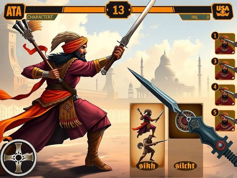 Sikh Warrior Duel character selection and customization screen