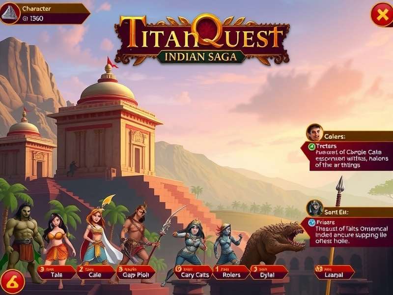 Titan Quest Indian Saga gameplay screenshot showing ancient Indian temple