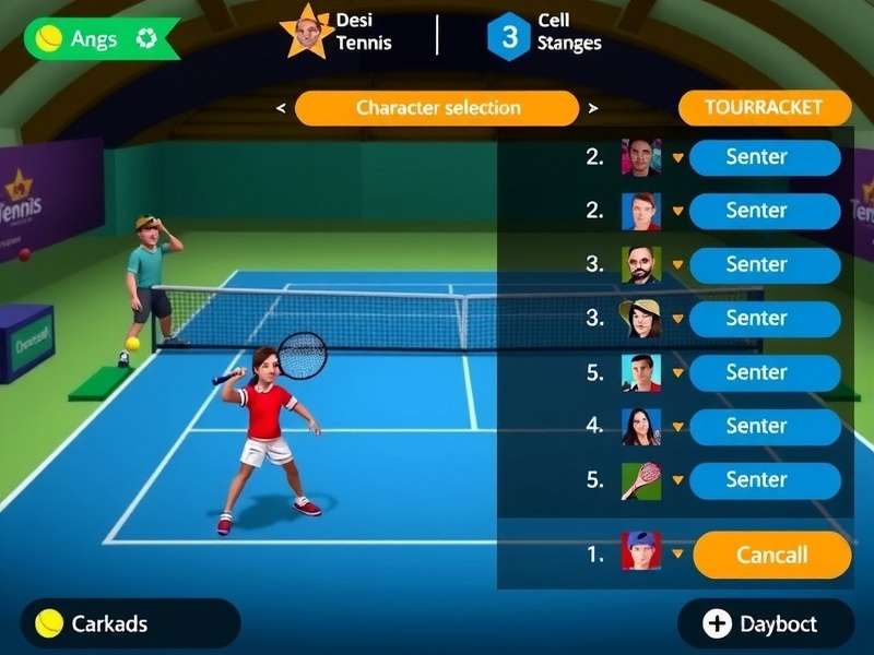 Desi Tennis Stars gameplay screenshot showing character selection