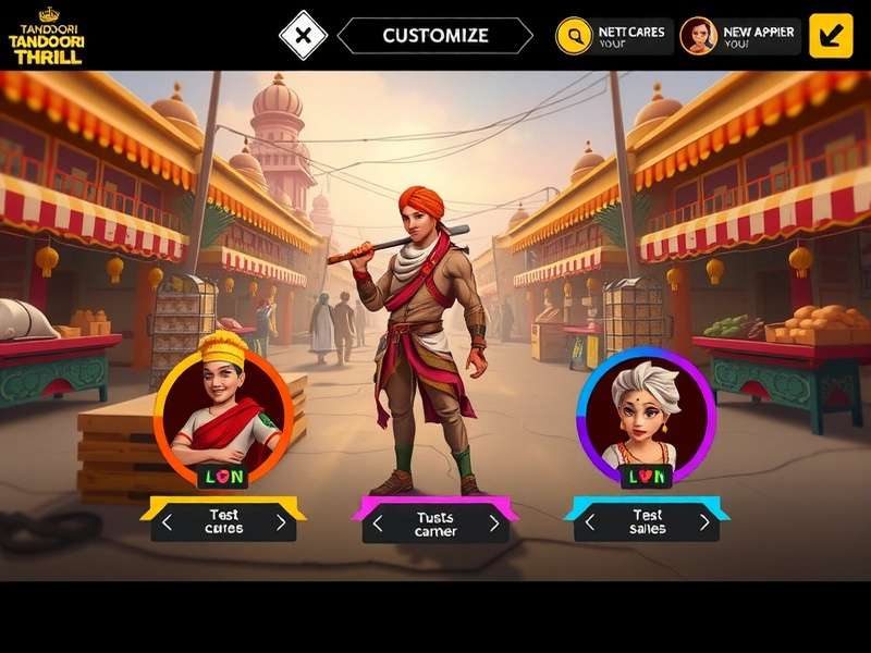 Tandoori Thrill character customization screen showing diverse options