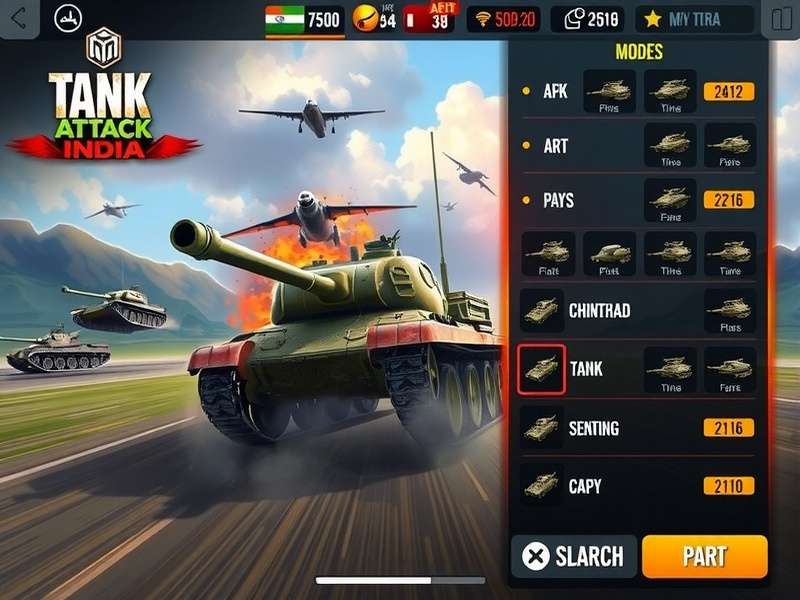 Tank Attack India gameplay screenshot showing intense tank battle