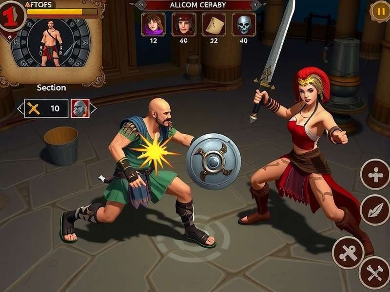 Gritty Gladiator gameplay screenshot showing character combat