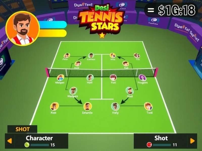 Desi Tennis Stars tournament bracket screen