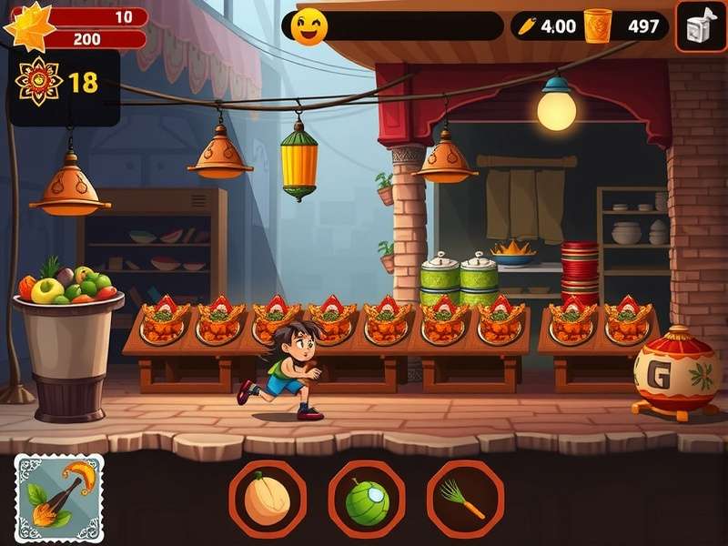 Spice Surge Run environment showing traditional Indian market