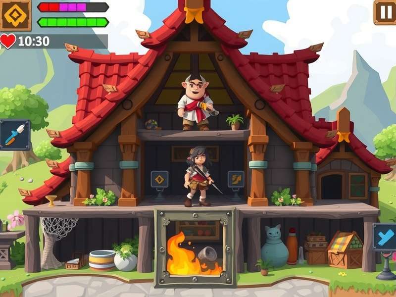 Pixel Crafting Pro gameplay showing character building a structure