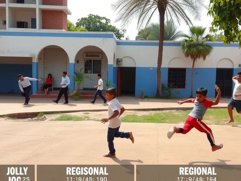 Children playing Jolly Jog in a schoolyard